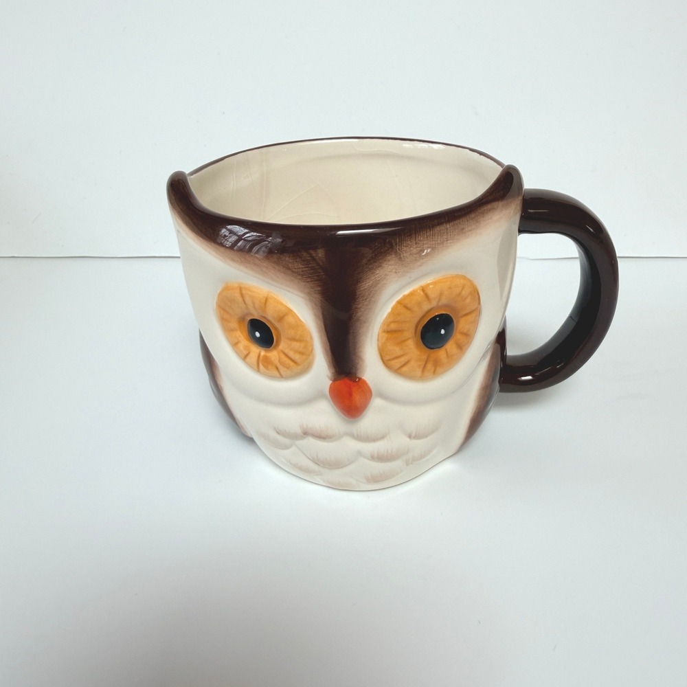 Retro Brown Owl‎ Ceramic Coffee Mug 3D Sculpted Dishwasher Microwave Safe